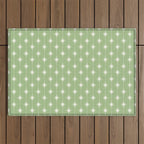 Midcentury Stars and Dots Light Sage Green and Cream Pattern Outdoor Rug Gallery Image 1