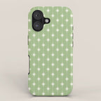 Midcentury Stars and Dots Light Sage Green and Cream Pattern iPhone Case Gallery Image 1