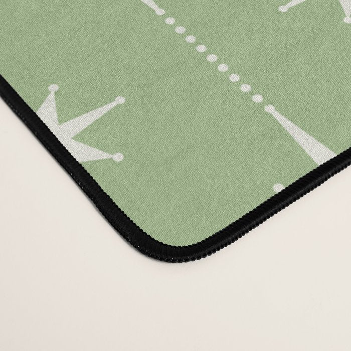 Midcentury Stars and Dots Light Sage Green and Cream Pattern Desk Mat Gallery Image 4