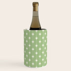 Midcentury Stars and Dots Light Sage Green and Cream Pattern Wine Chiller Gallery Image 2