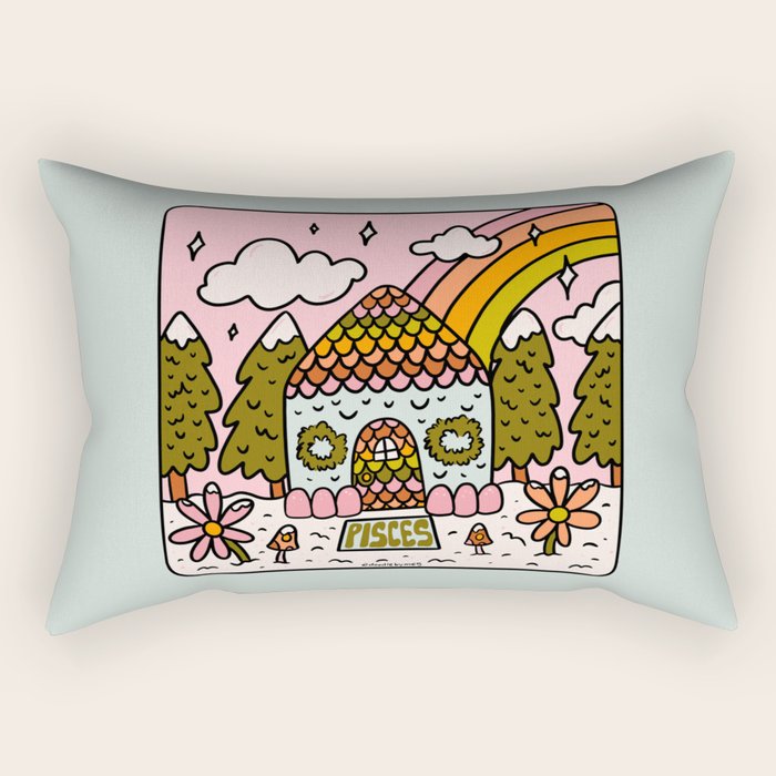 Pisces Gingerbread House Rectangular Pillow Gallery Image 2