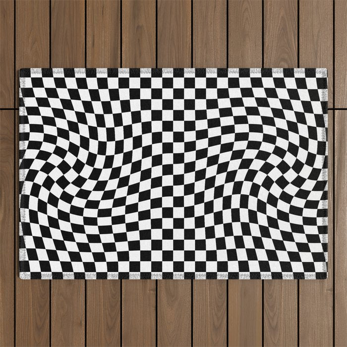 Check VIII - Black Twist â Checkerboard Print Outdoor Rug Gallery Image 1