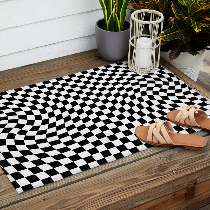 Check VIII - Black Twist â Checkerboard Print Outdoor Rug Gallery Image 2