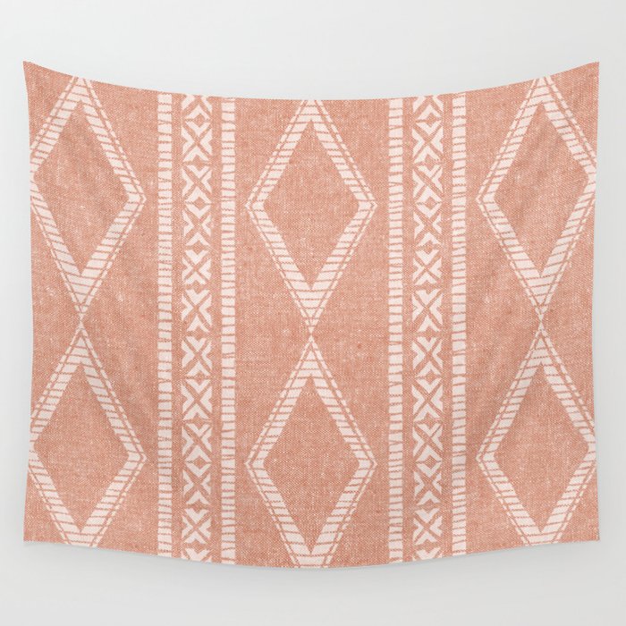 oceania diamond stripes - terracotta Wall Tapestry Gallery Image 4