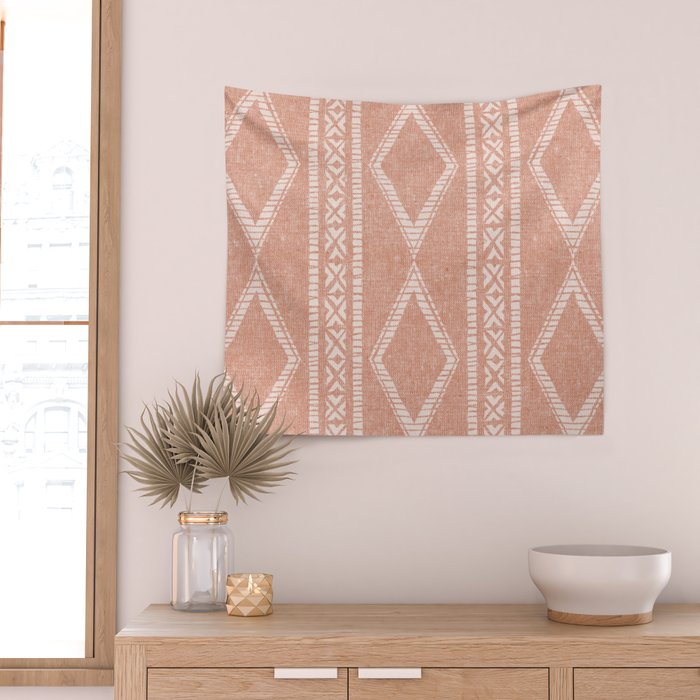 oceania diamond stripes - terracotta Wall Tapestry Gallery Image 2