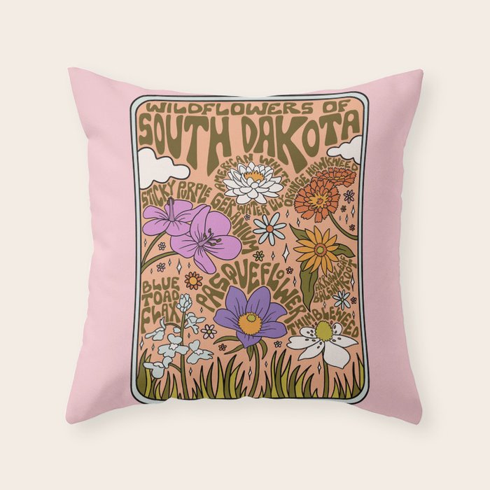 South Dakota Wildflowers Throw Pillow Gallery Image 6