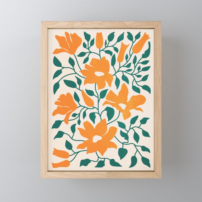 Tangerine & Pine: Matisse Flowers & Leaves Mini Art Print Gallery Image 1
