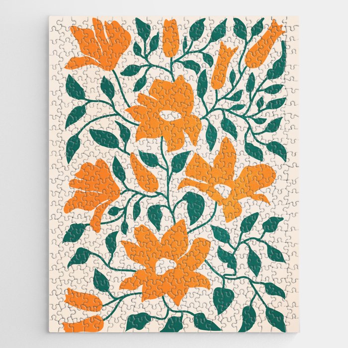 Tangerine & Pine: Matisse Flowers & Leaves Jigsaw Puzzle Gallery Image 1