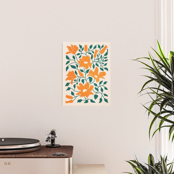 Tangerine & Pine: Matisse Flowers & Leaves Poster Gallery Image 2