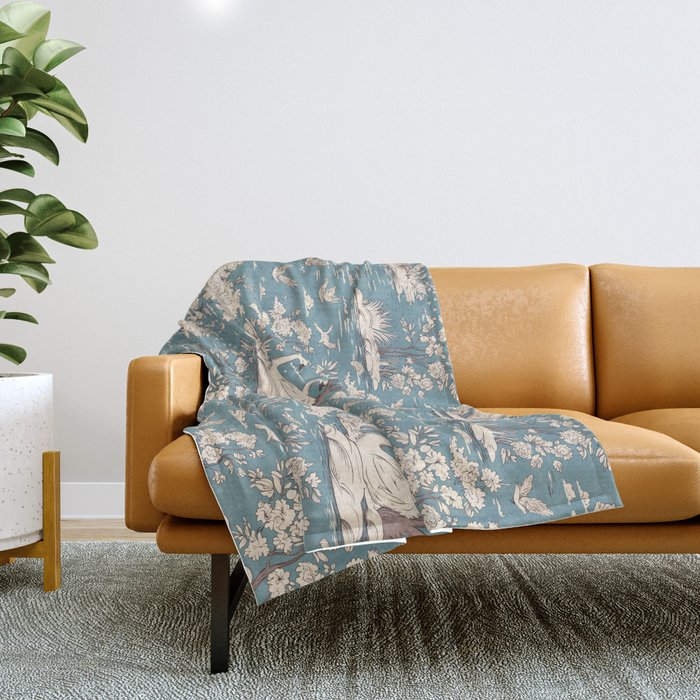 Elegant Swans in Bloom Throw Blanket Gallery Image 1