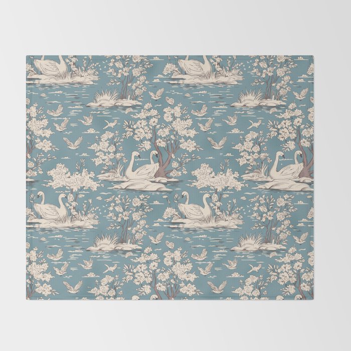 Elegant Swans in Bloom Throw Blanket Gallery Image 2