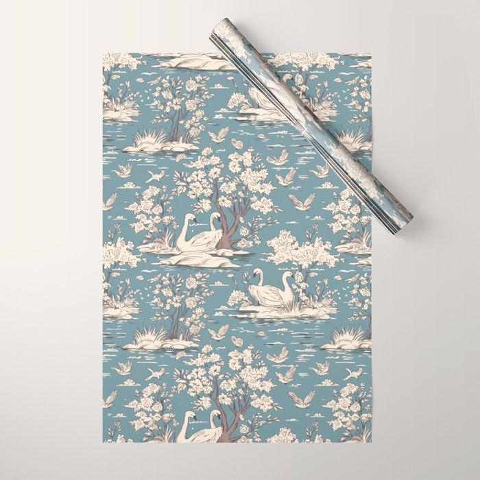 Elegant Swans in Bloom Wrapping Paper Gallery Image 1