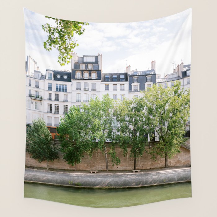 View of the Seine | Paris pastel fine art travel photography France Wall Tapestry Gallery Image 1