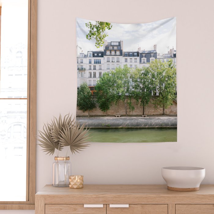 View of the Seine | Paris pastel fine art travel photography France Wall Tapestry Gallery Image 2