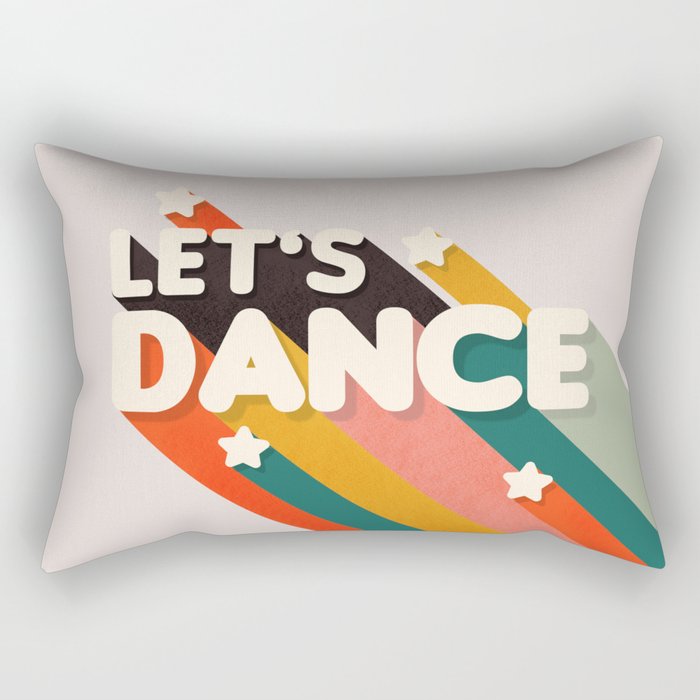 Let's Dance - retro rainbow typography Rectangular Pillow Gallery Image 1