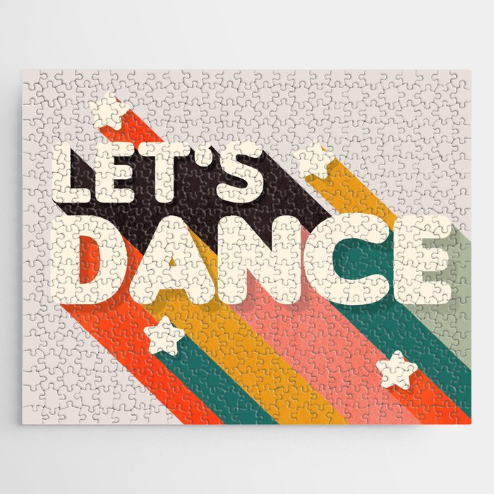 Let's Dance - retro rainbow typography Jigsaw Puzzle Gallery Image 1