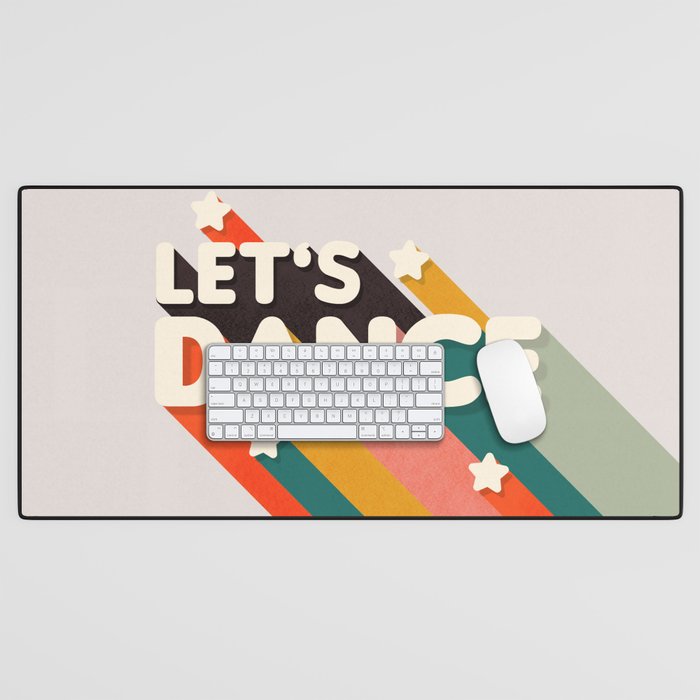 Let's Dance - retro rainbow typography Desk Mat Gallery Image 1