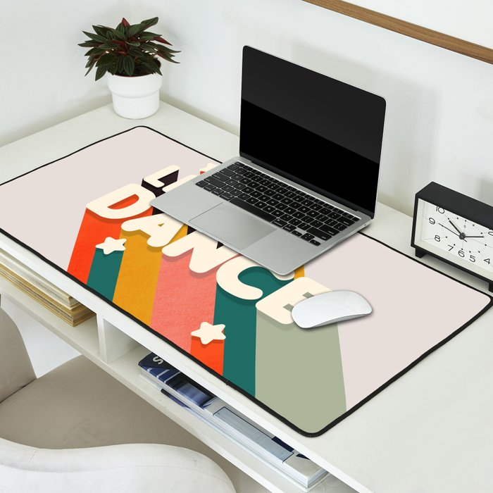 Let's Dance - retro rainbow typography Desk Mat Gallery Image 2