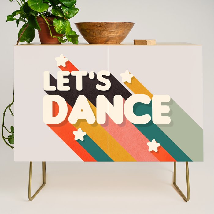 Let's Dance - retro rainbow typography Credenza Gallery Image 1