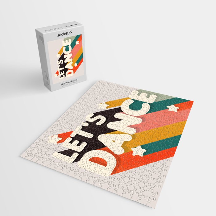 Let's Dance - retro rainbow typography Jigsaw Puzzle Gallery Image 2