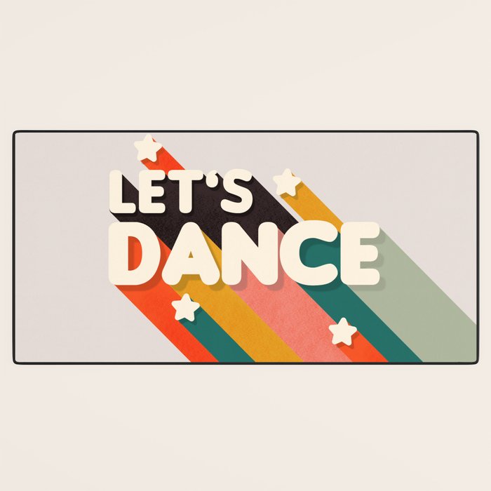 Let's Dance - retro rainbow typography Desk Mat Gallery Image 3