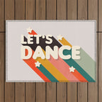 Let's Dance - retro rainbow typography Outdoor Rug Gallery Image 1