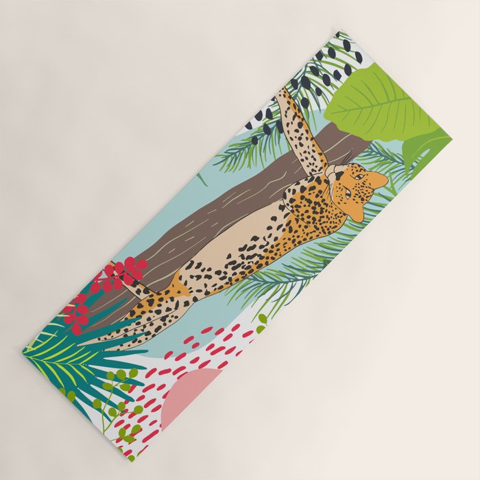 Colorful Jungle Cheetah Print Yoga Mat Gallery Image 1