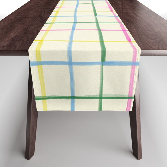 Abstract Tennis Net Pattern in Cream Table Runner Gallery Image 1
