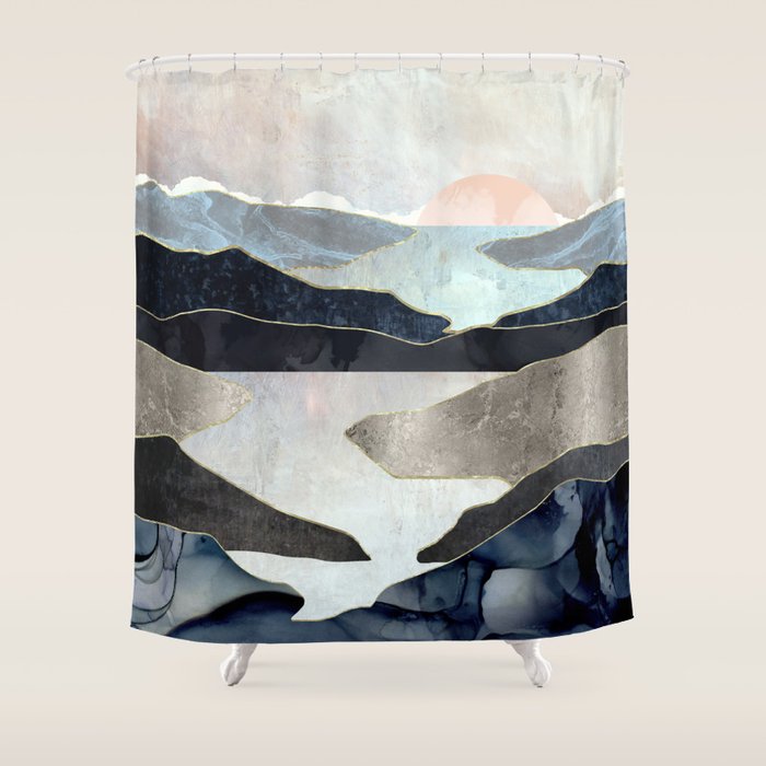 Blue Mountain Lake Shower Curtain Gallery Image 1