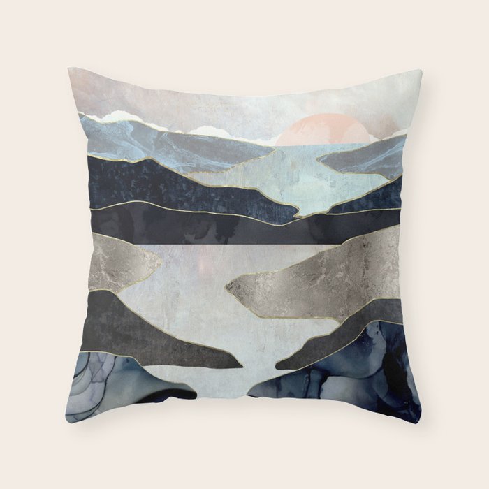 Blue Mountain Lake Throw Pillow Gallery Image 1