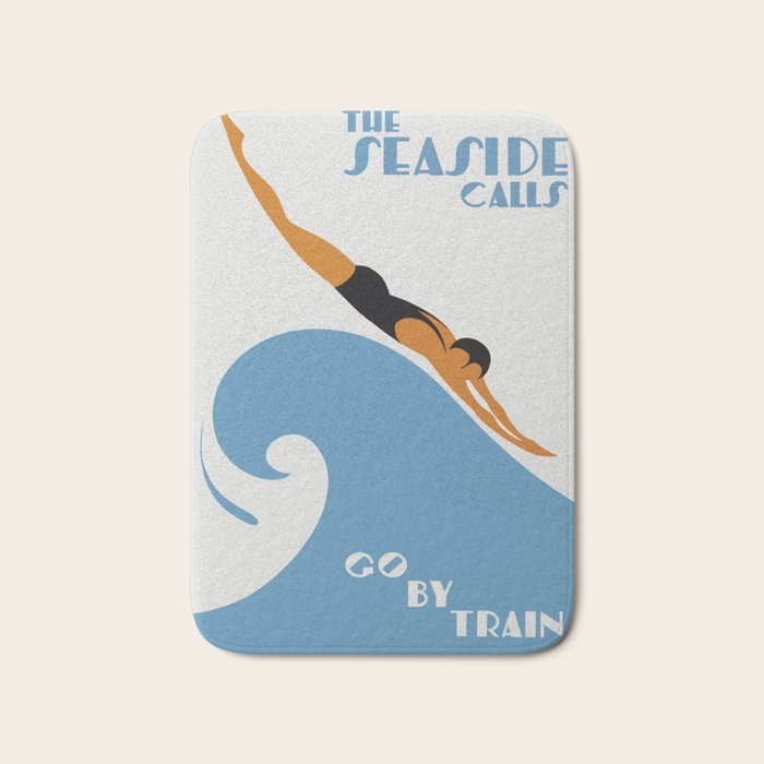 Australia, The Seaside Calls, Vintage Travel Art Bath Mat Gallery Image 1