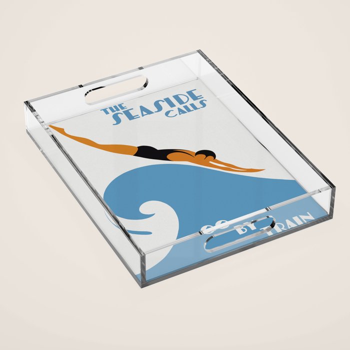 Australia, The Seaside Calls, Vintage Travel Art Acrylic Tray Gallery Image 1