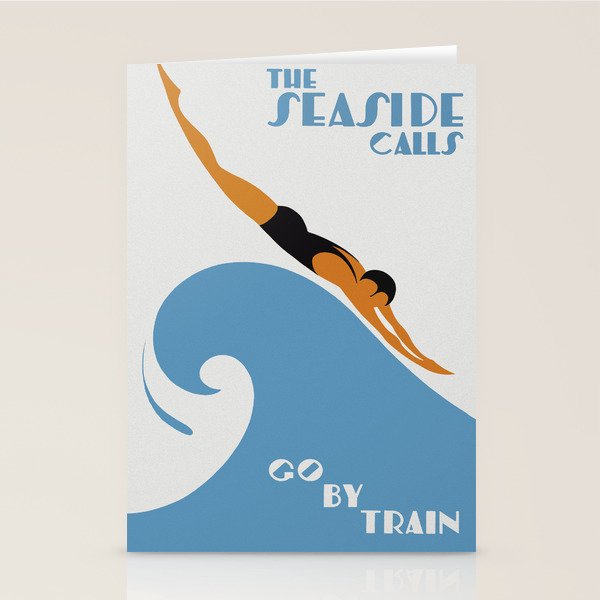 Australia, The Seaside Calls, Vintage Travel Art Stationery Card Gallery Image 2