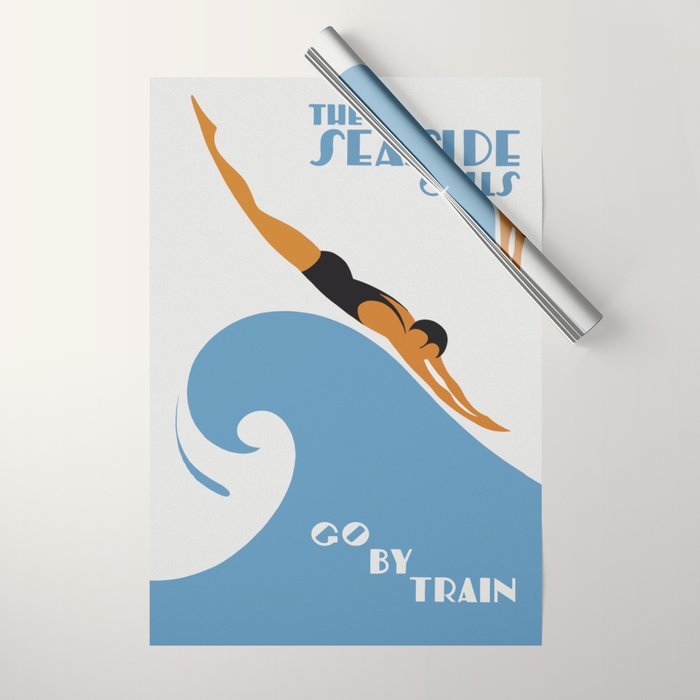 Australia, The Seaside Calls, Vintage Travel Art Wrapping Paper Gallery Image 1