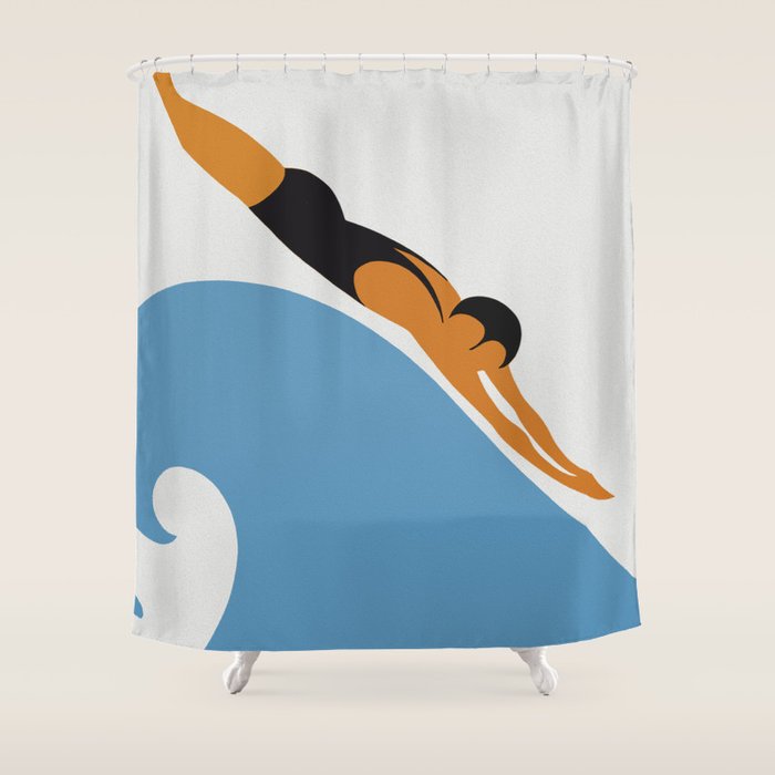 Australia, The Seaside Calls, Vintage Travel Art Shower Curtain Gallery Image 1