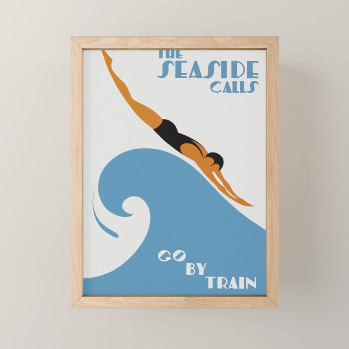 Australia, The Seaside Calls, Vintage Travel Art Mini Art Print Gallery Image 1
