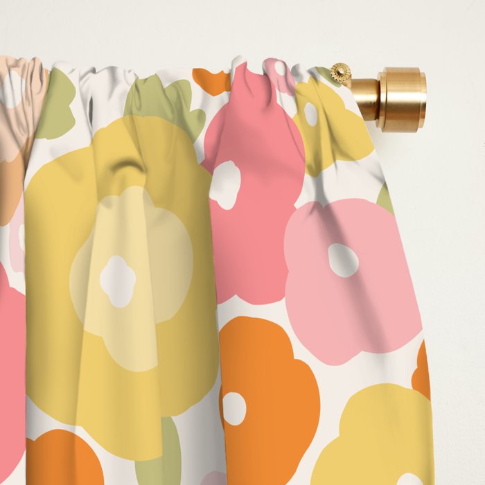 Flower Market Milano Retro Pastel Spring Flowers Window Curtain Gallery Image 2