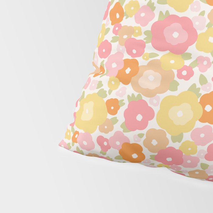 Flower Market Milano Retro Pastel Spring Flowers Pillow Sham Gallery Image 4