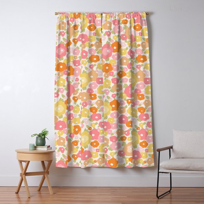 Flower Market Milano Retro Pastel Spring Flowers Window Curtain Gallery Image 5