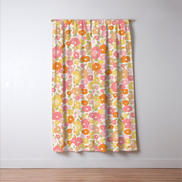 Flower Market Milano Retro Pastel Spring Flowers Window Curtain Gallery Image 3
