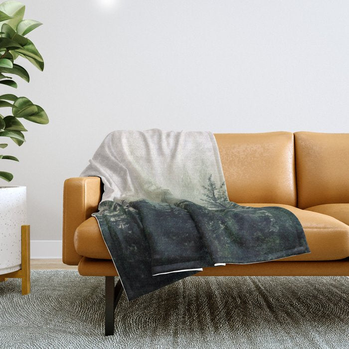 Foggy Pine Trees Throw Blanket Gallery Image 1