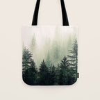 Foggy Pine Trees Tote Bag Gallery Image 1