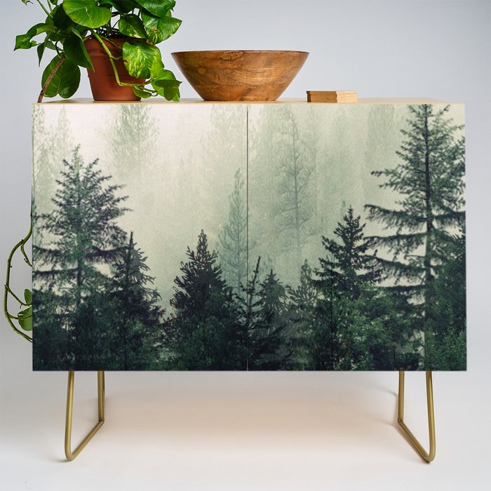 Foggy Pine Trees Credenza Gallery Image 1