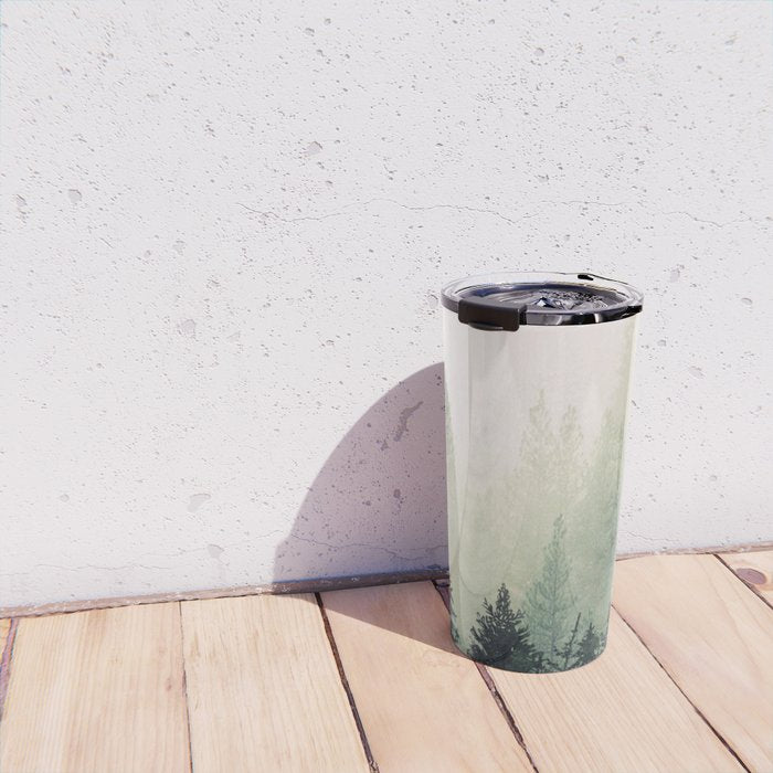 Foggy Pine Trees Travel Mug Gallery Image 4