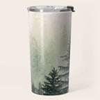 Foggy Pine Trees Travel Mug Gallery Image 2