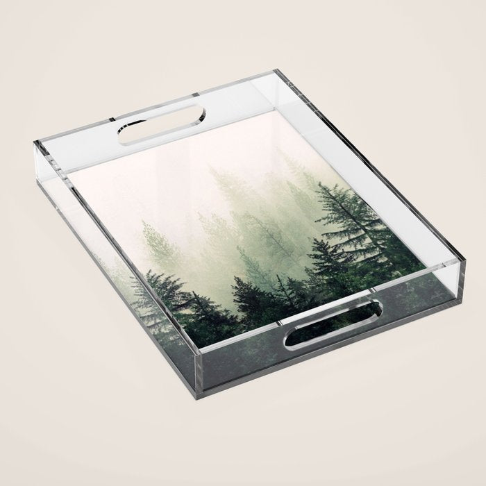 Foggy Pine Trees Acrylic Tray Gallery Image 1