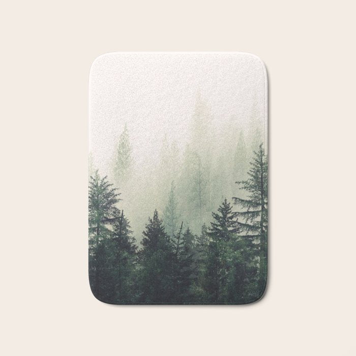 Foggy Pine Trees Bath Mat Gallery Image 1