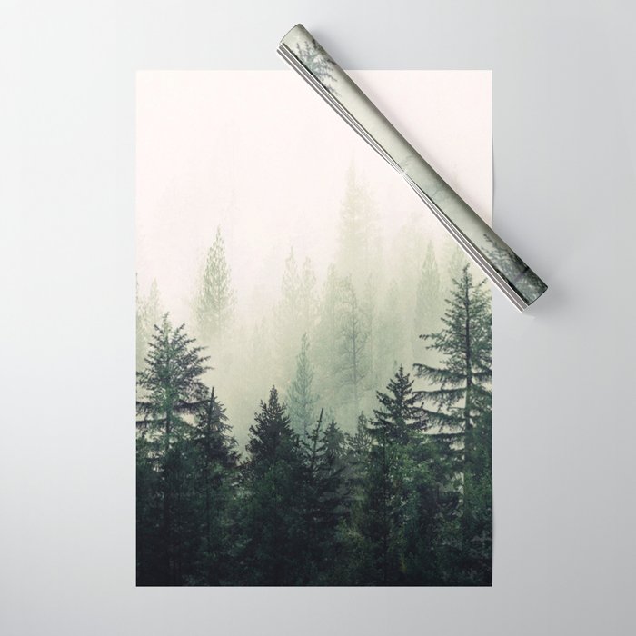 Foggy Pine Trees Wrapping Paper Gallery Image 1