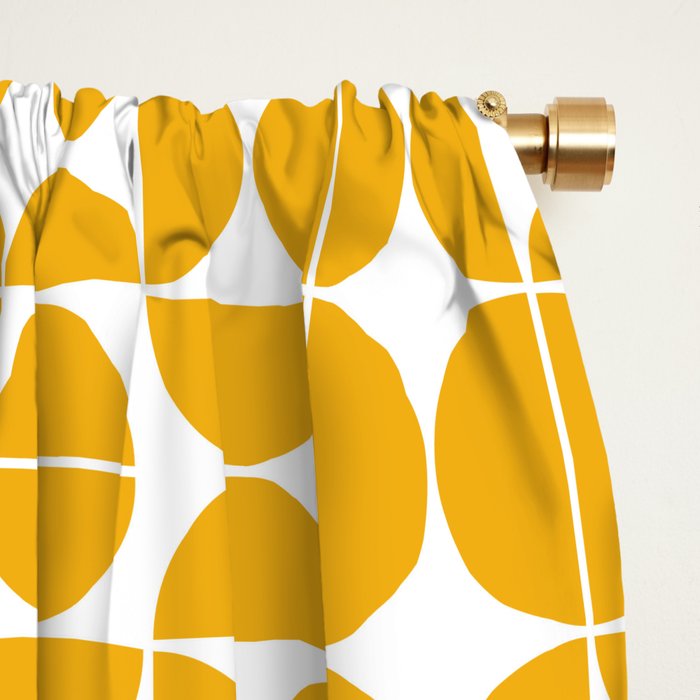 Mid Century Modern Geo 04B Yellow Window Curtain Gallery Image 2