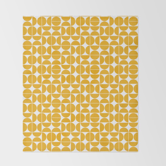Mid Century Modern Geo 04B Yellow Throw Blanket Gallery Image 2
